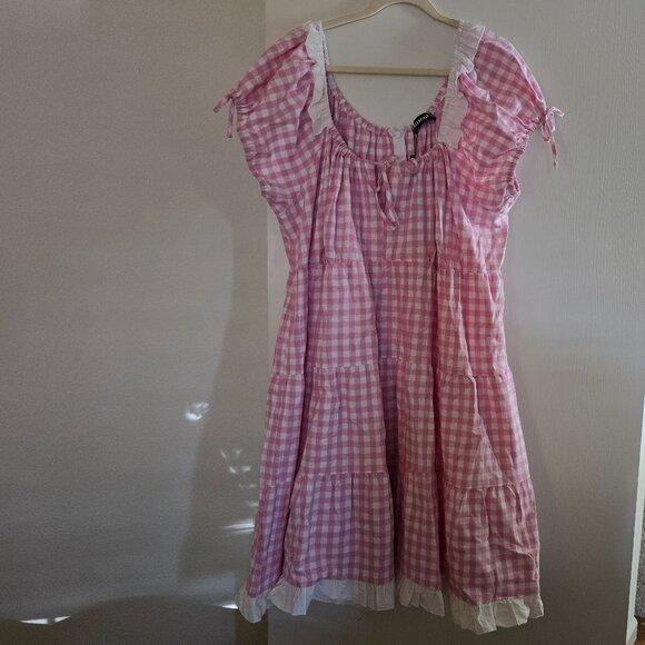 Dangerfield Curve Picnic Party Ruffle Dress Size 22 Pink Gingham Plus Size Cute - Picture 7 of 16